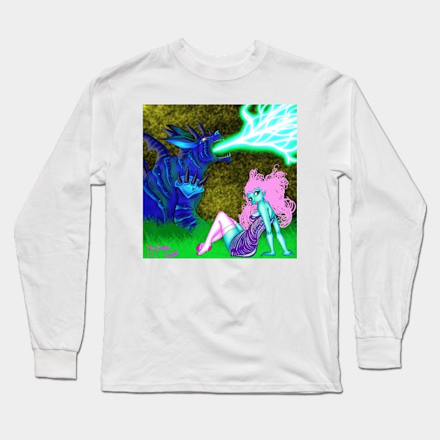 Dragon Girl Nouveau Long Sleeve T-Shirt by Hazardous-art